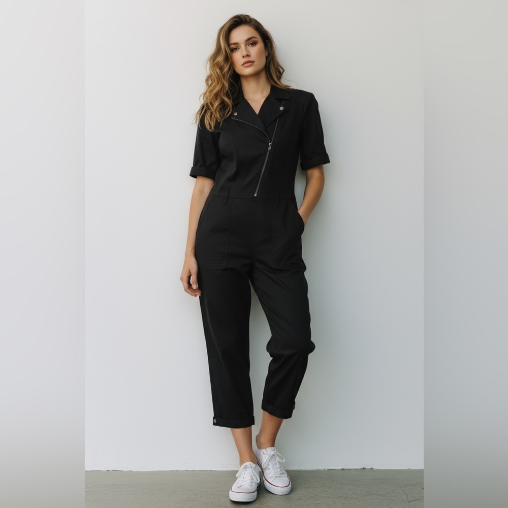 Armani Exchange Cropped Zipper Jumpsuit Size 4